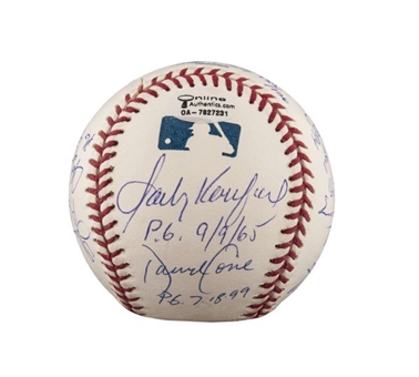  Perfect Game Pitchers Signed Baseball Signed by 11 including Koufax